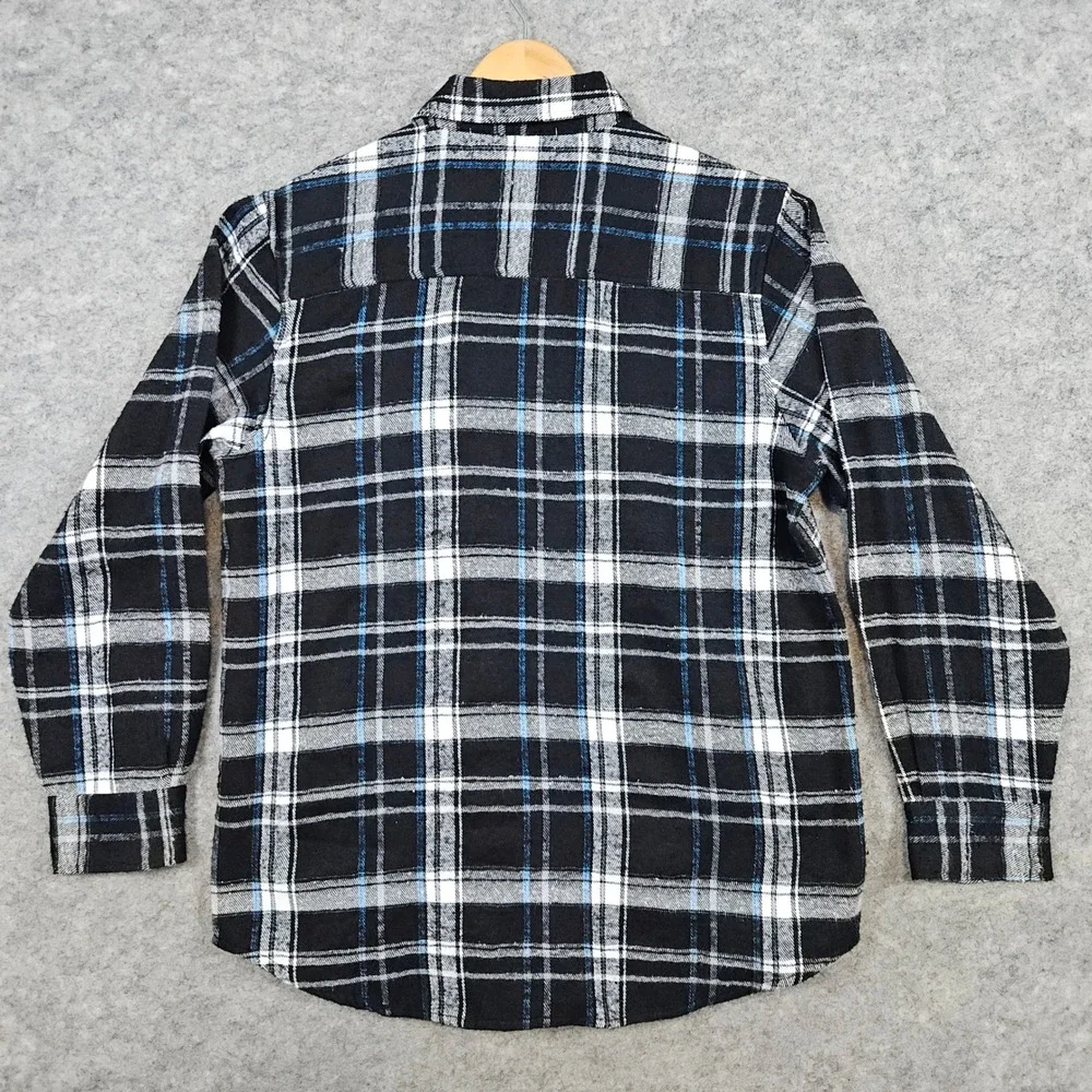 Authentic Plaids Men's NEW NWT Flannel Shirt Size M Cotton/Poly Black‎ & White